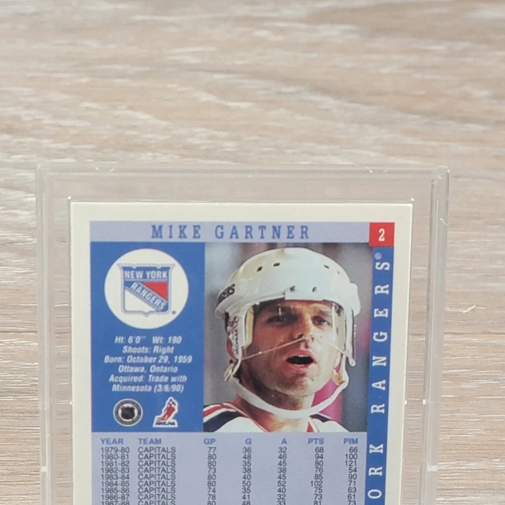 Mike Gartner Autographed 1992 Score Hockey Card New York Rangers RW